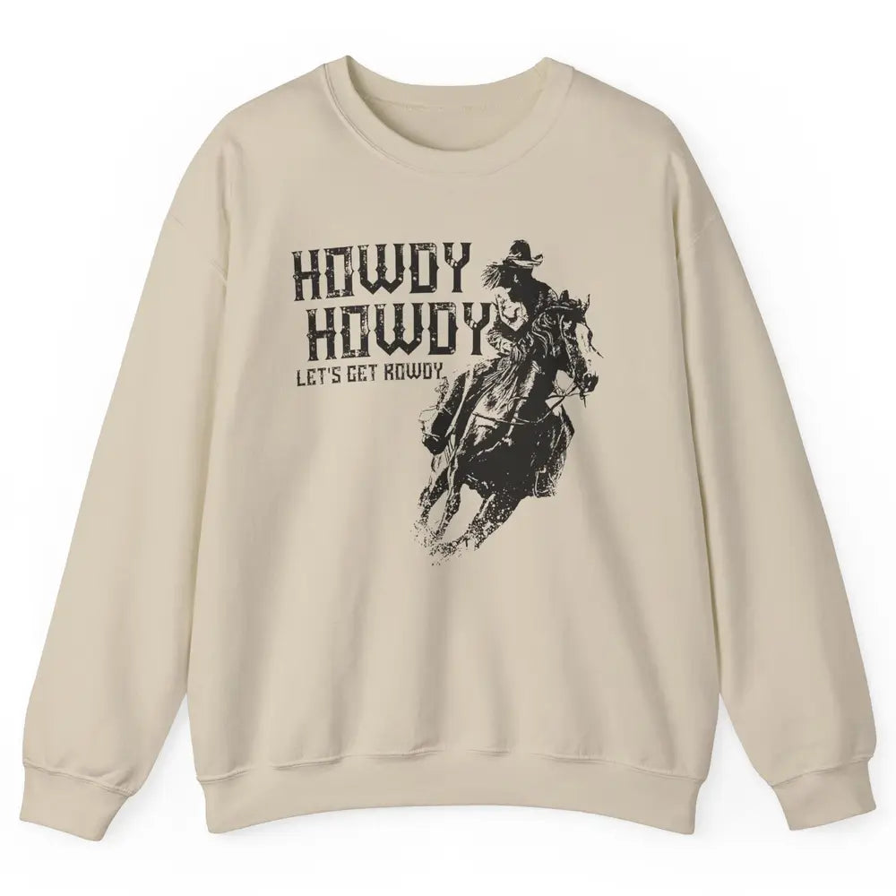 Retro Howdy Cowboy Rodeo Riding Horse Western Country Men Unisex Crewneck Sweatshirt