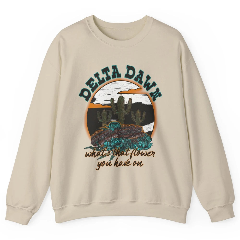 Retro Desert Night Delta Dawn What's That Flower Western Unisex Crewneck Sweatshirt