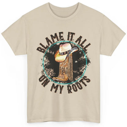 Retro Leopard Cowboy Boots Blame It On My Roots Western Girl Classic Unisex T-Shirt