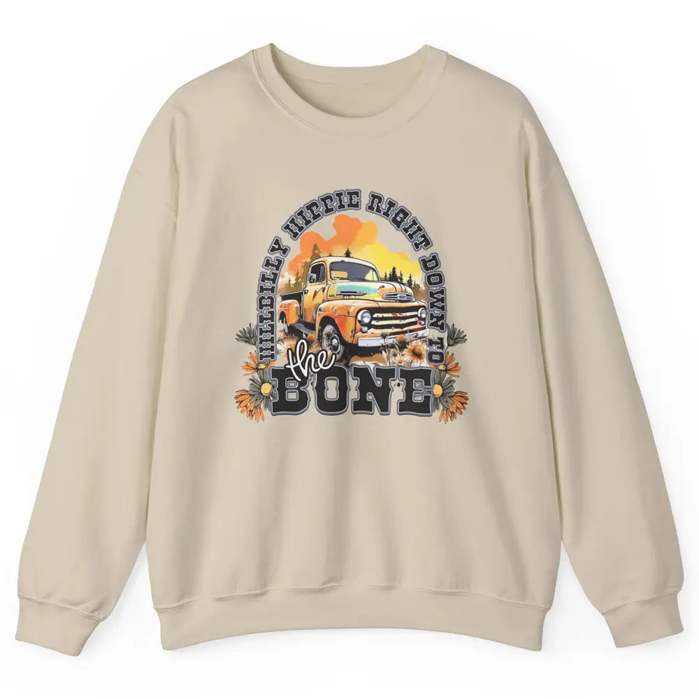 Retro Desert Truck Hippie Hillbilly Western Country Cowgirl Unisex Crewneck Sweatshirt