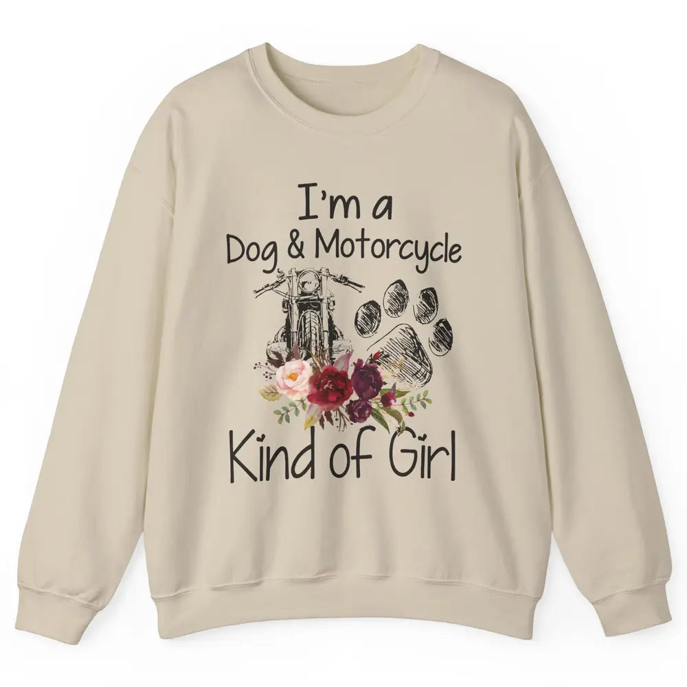 Retro Floral Motorbike I'm Dog Motorcycle Kinda Girl Dog Mom Unisex Crewneck Sweatshirt