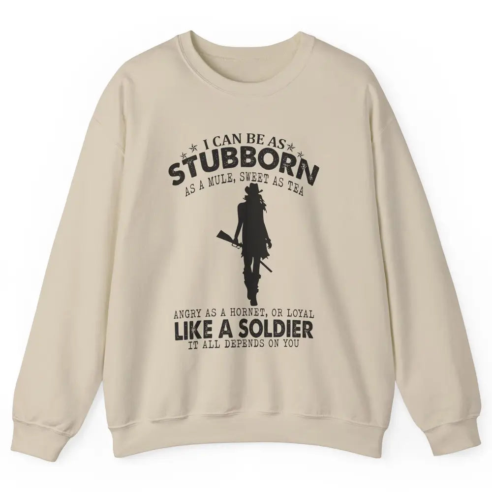 Retro Cowgirl Stubborn As Mule Sweet As Tea Western Country Unisex Crewneck Sweatshirt