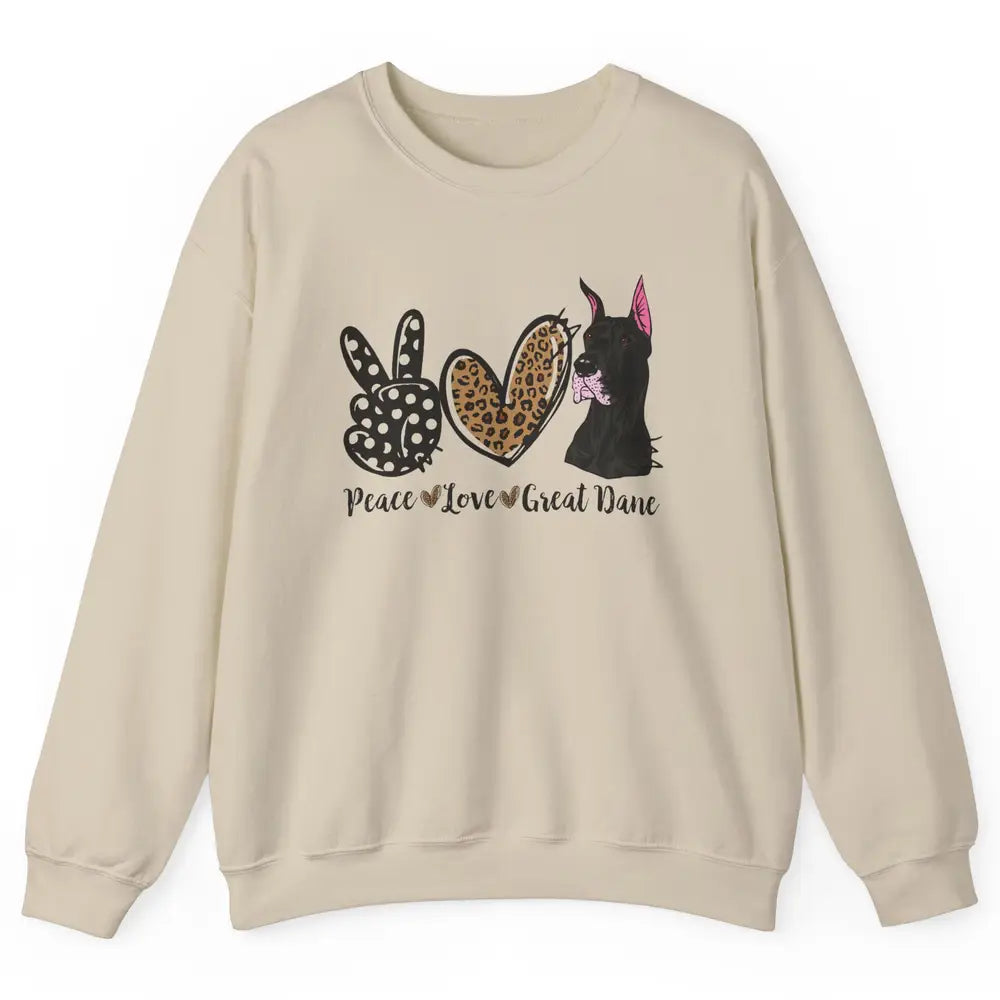 Peace Love Great Dane Dog Mom Dad Great Dane Lovers Leopard Unisex Crewneck Sweatshirt