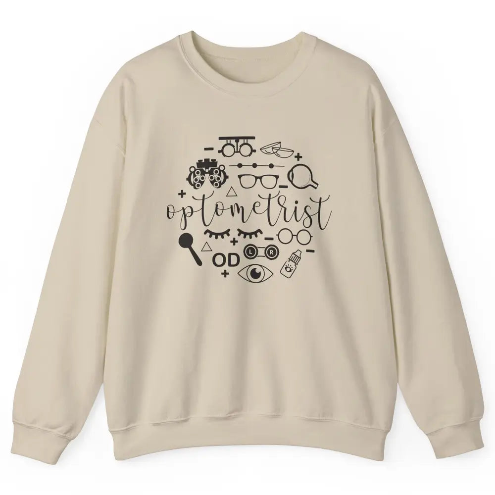 Optometry Symbols Optometrist Eyeglasses Spectacles Optician Unisex Crewneck Sweatshirt