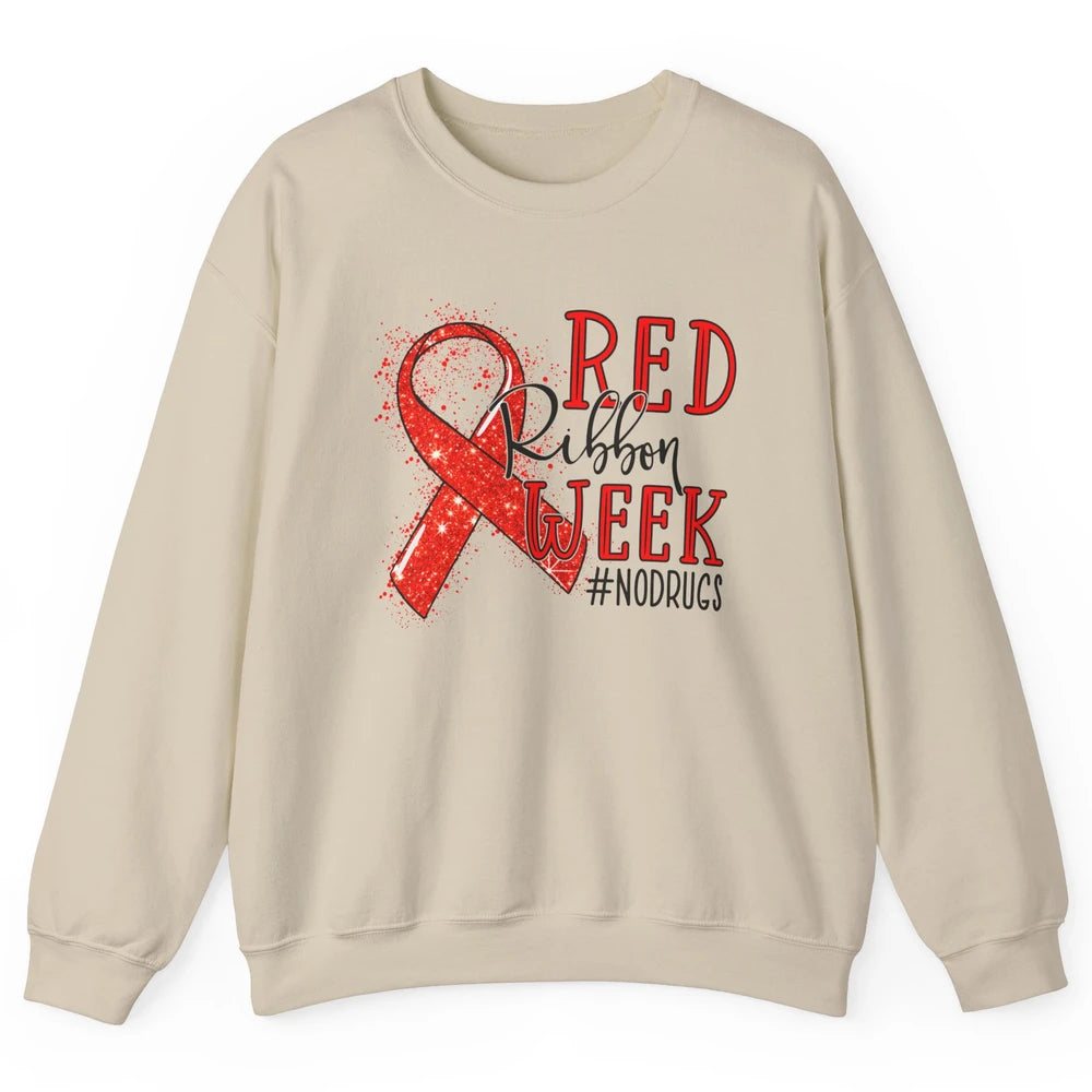 October Red Ribbon Week Awareness No Drugs Drug Free Unisex Crewneck Sweatshirt