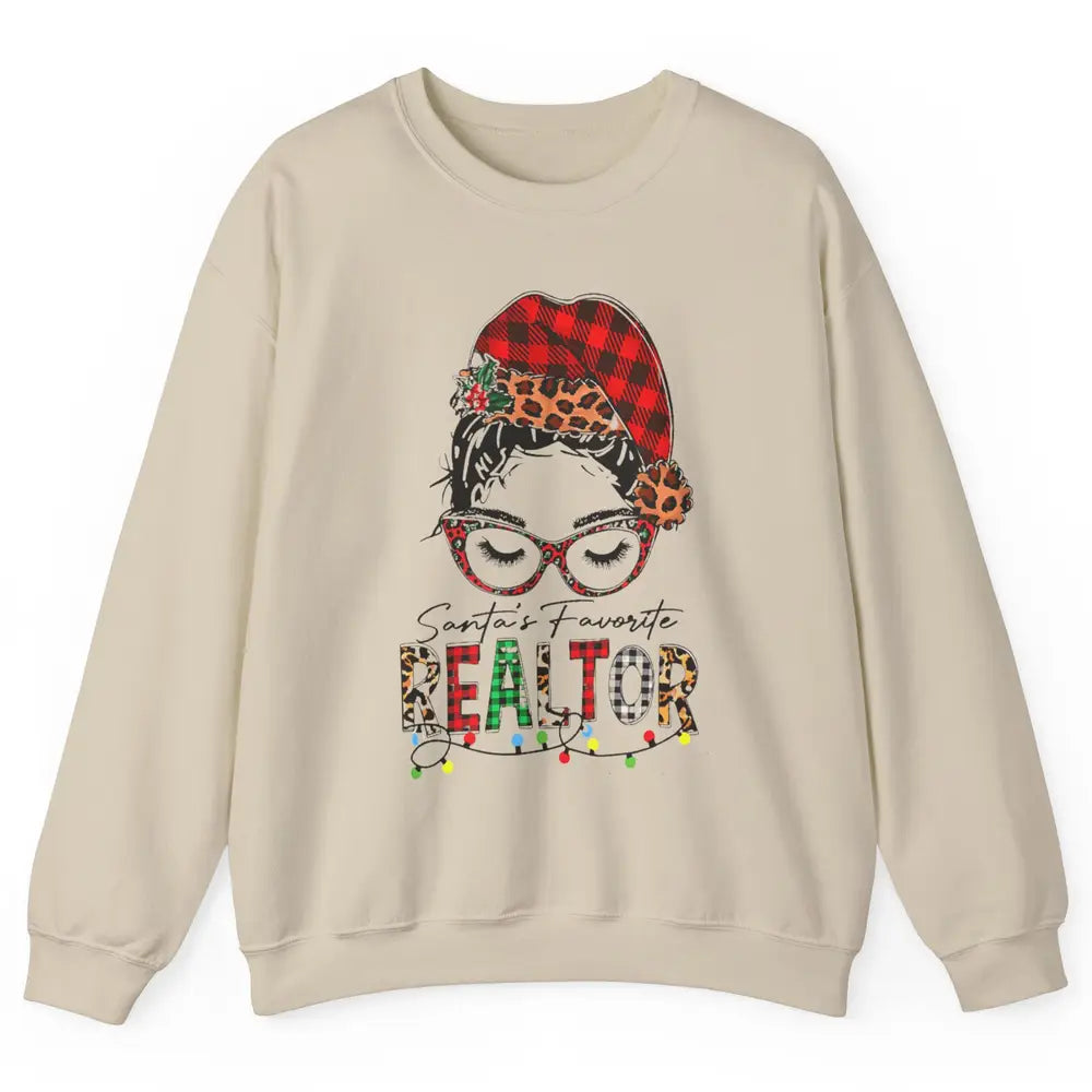 Merry Christmas Xmas Santa Messy Hair Realtor Real Estate Unisex Crewneck Sweatshirt