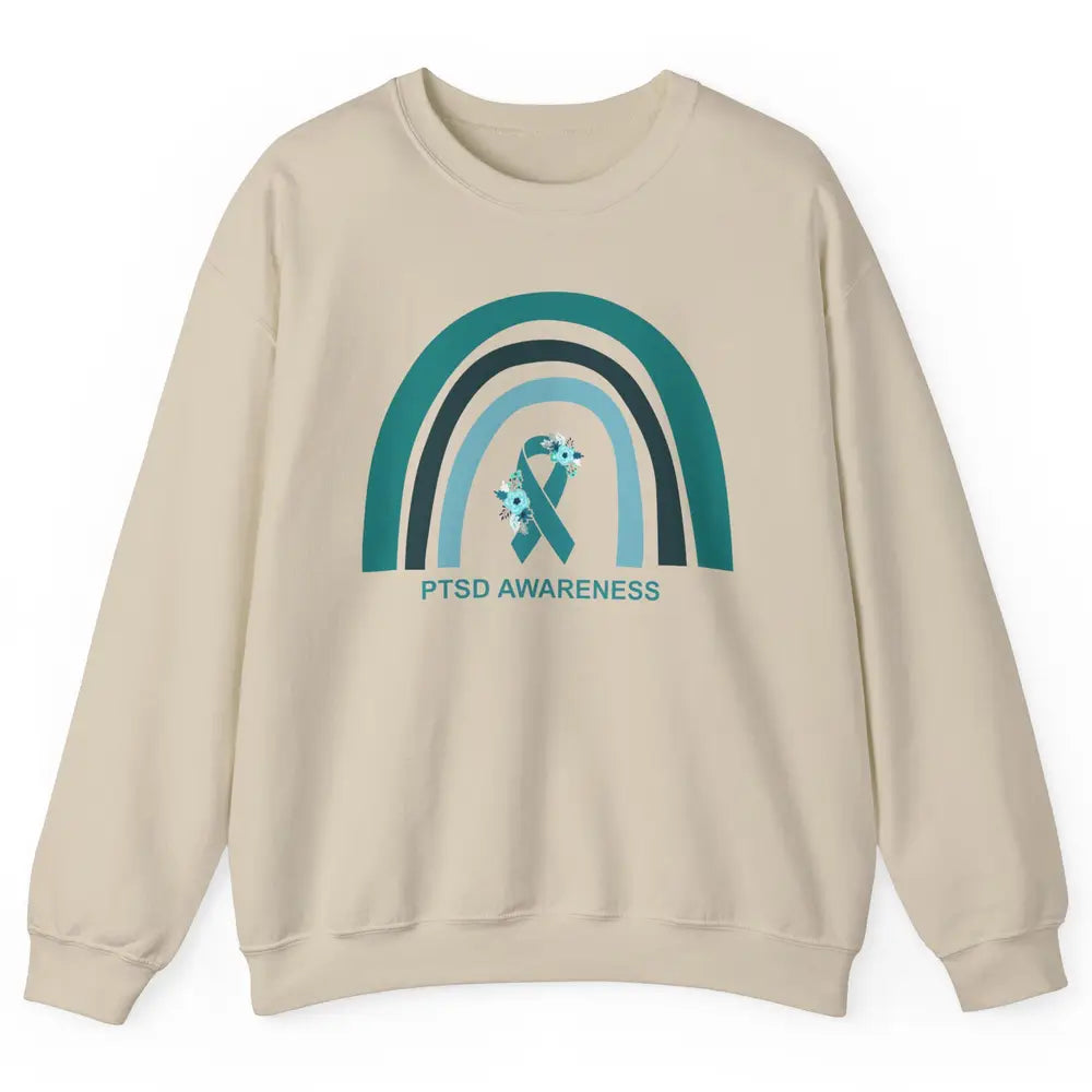 Post-traumatic Stress Disorder Awareness PTSD Teal Ribbon Unisex Crewneck Sweatshirt