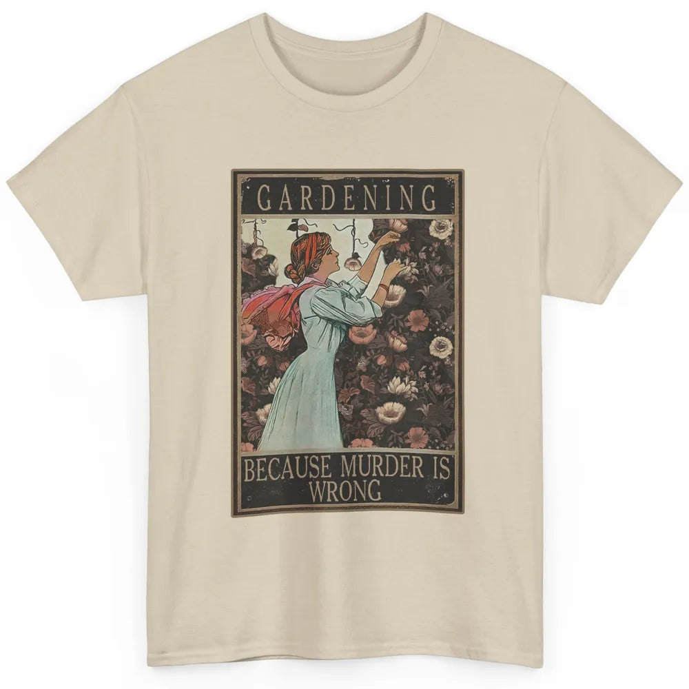 Retro Plant Mom Gardening Because Murder Is Wrong Gardener Classic Unisex T-Shirt
