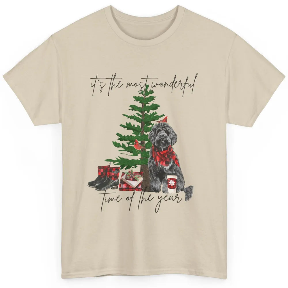 Black Golden Labradoodle Christmas Tree Most Wonderful Time Classic Unisex T-Shirt
