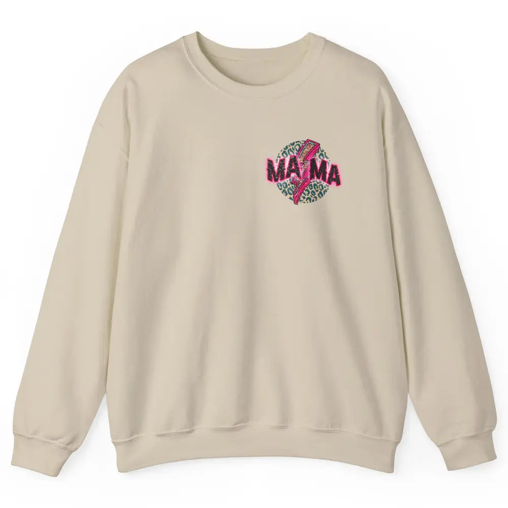 Retro Mama Leopard Pink Lightning Bolt Western Country Mama Unisex Crewneck Sweatshirt