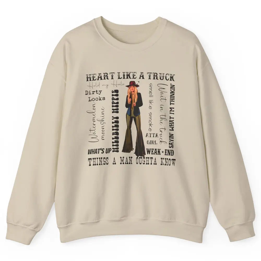 Retro Cowgirl He Said Wait In The Truck Western Country Unisex Crewneck Sweatshirt