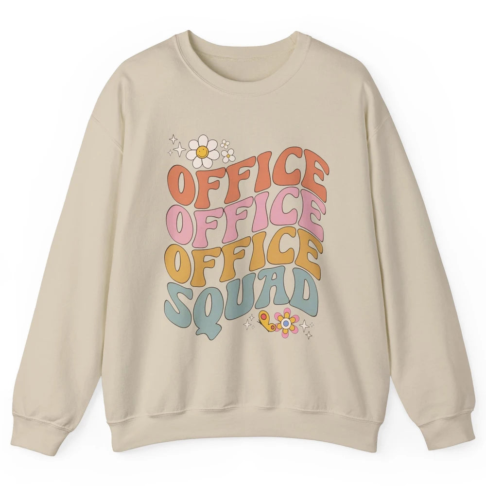 Retro Office Squad Hippie Groovy Office Staff Positive Mind Unisex Crewneck Sweatshirt