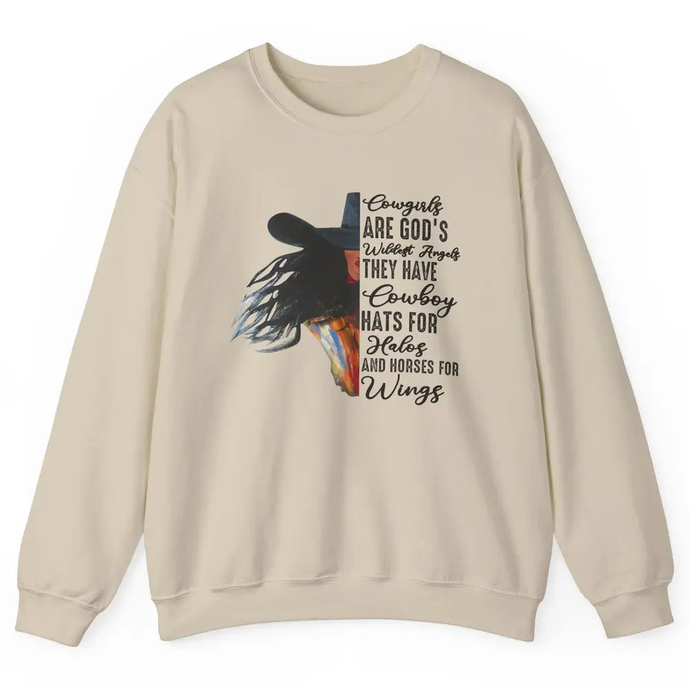 Retro Cowgirls Are God's Wildest Angel Western Country Rodeo Unisex Crewneck Sweatshirt