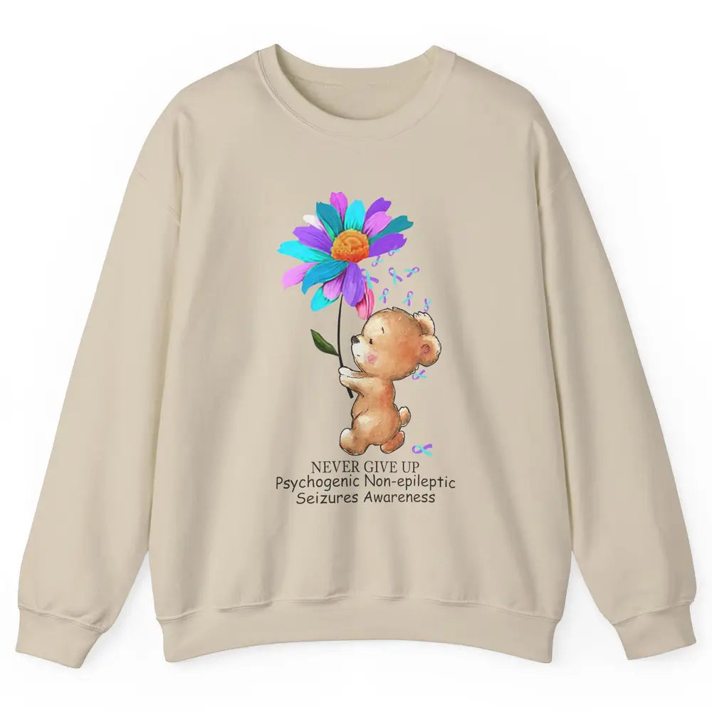 PNES Awareness Purple Teal Ribbon Sunflower Baby Elephant Unisex Crewneck Sweatshirt