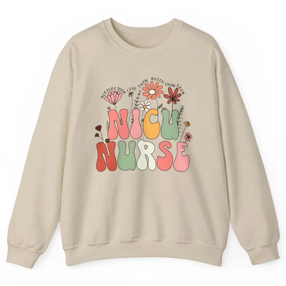 NICU Nurse Wildflower Neonatal Nurse Baby Nurse Appreciation Unisex Crewneck Sweatshirt