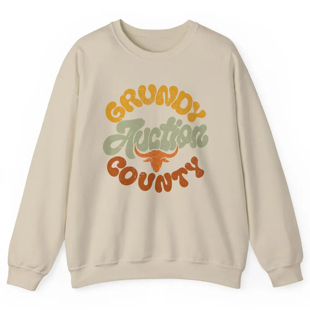 Retro Cow Cattle Grundy County Auction Western Country Farm Unisex Crewneck Sweatshirt