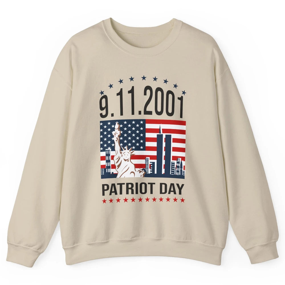 Never Forget 9-11-2001 American Flag Patriotic Memorial Day Unisex Crewneck Sweatshirt