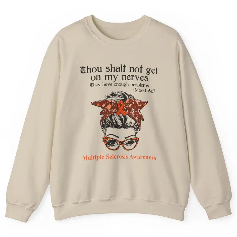 Multiple Sclerosis Awareness Messy Bun Ms Cancer Warrior Unisex Crewneck Sweatshirt