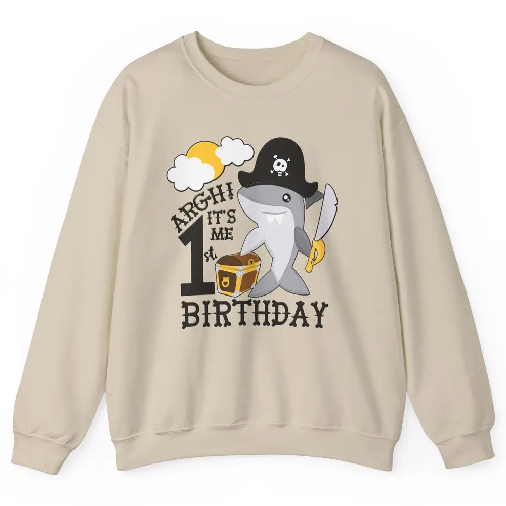 Pirate Shark 1st Birthday Party 1st Birthday Boy Girl Gift Unisex Crewneck Sweatshirt