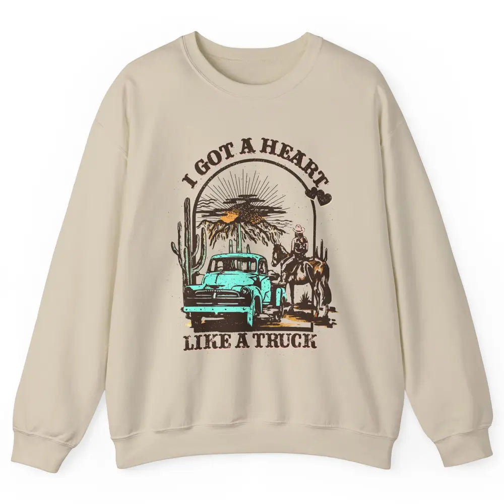 Retro Cowgirl Riding Horse I Got A Heart Western Country Unisex Crewneck Sweatshirt