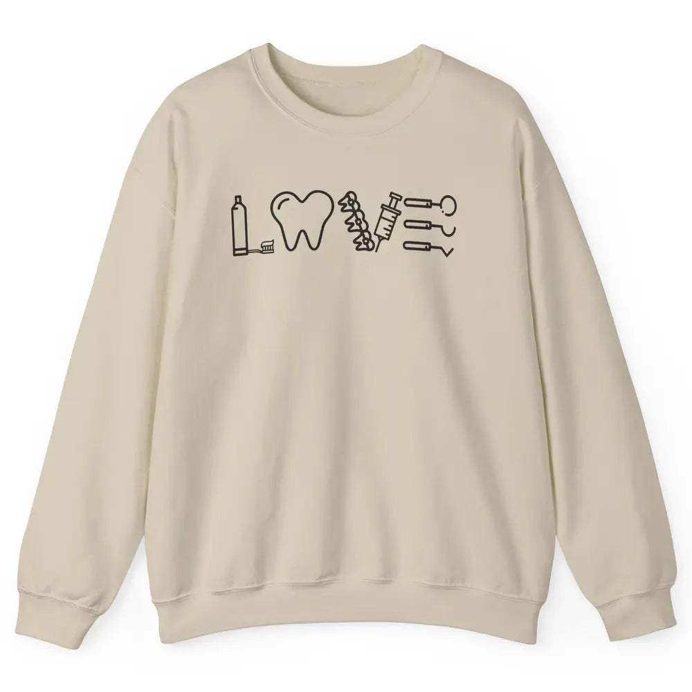 Retro Dental Hygienist Life Love Dental Tools Dentist Life Unisex Crewneck Sweatshirt