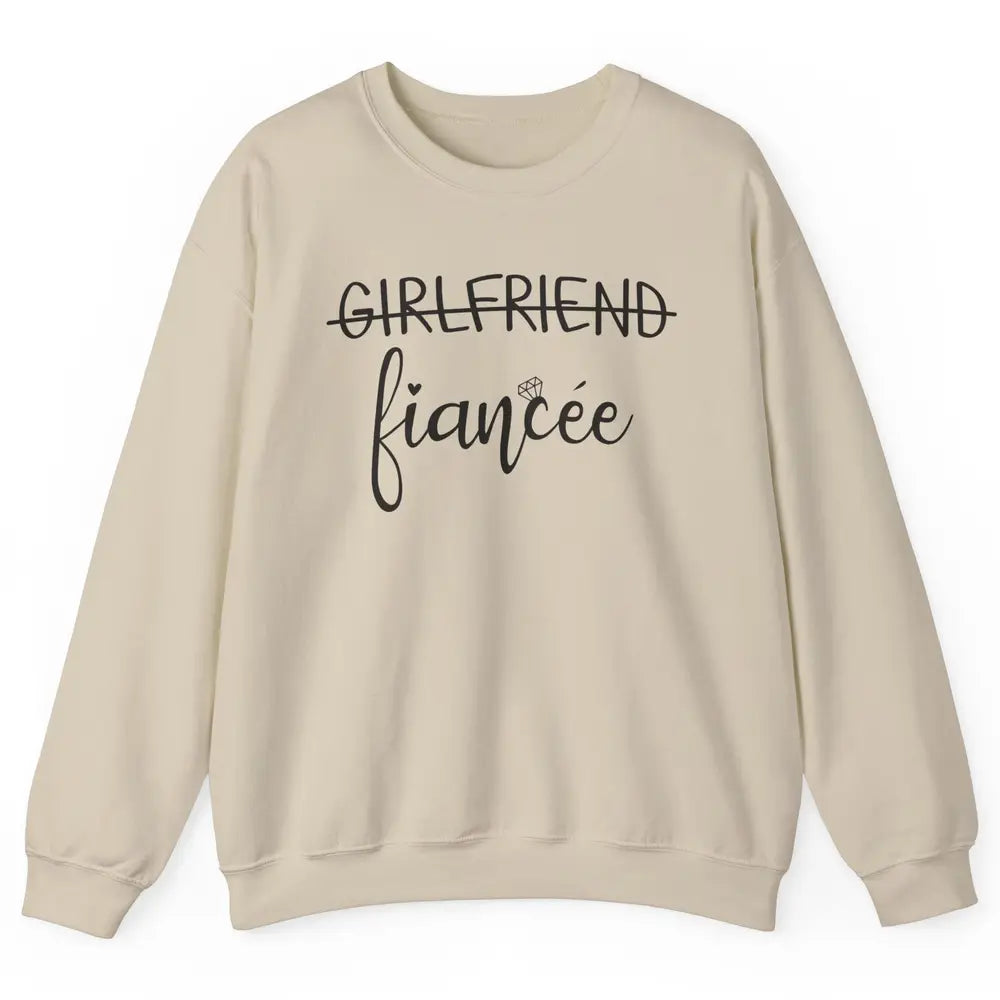 Promoted From Girlfriend To Fiancee Future Mrs Engagement Unisex Crewneck Sweatshirt