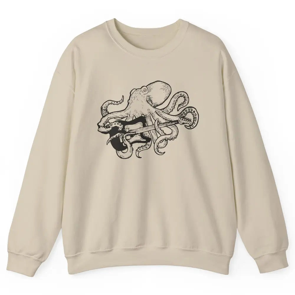 Retro Octopus Electric Guitar Octopus Guitarist Musician Unisex Crewneck Sweatshirt
