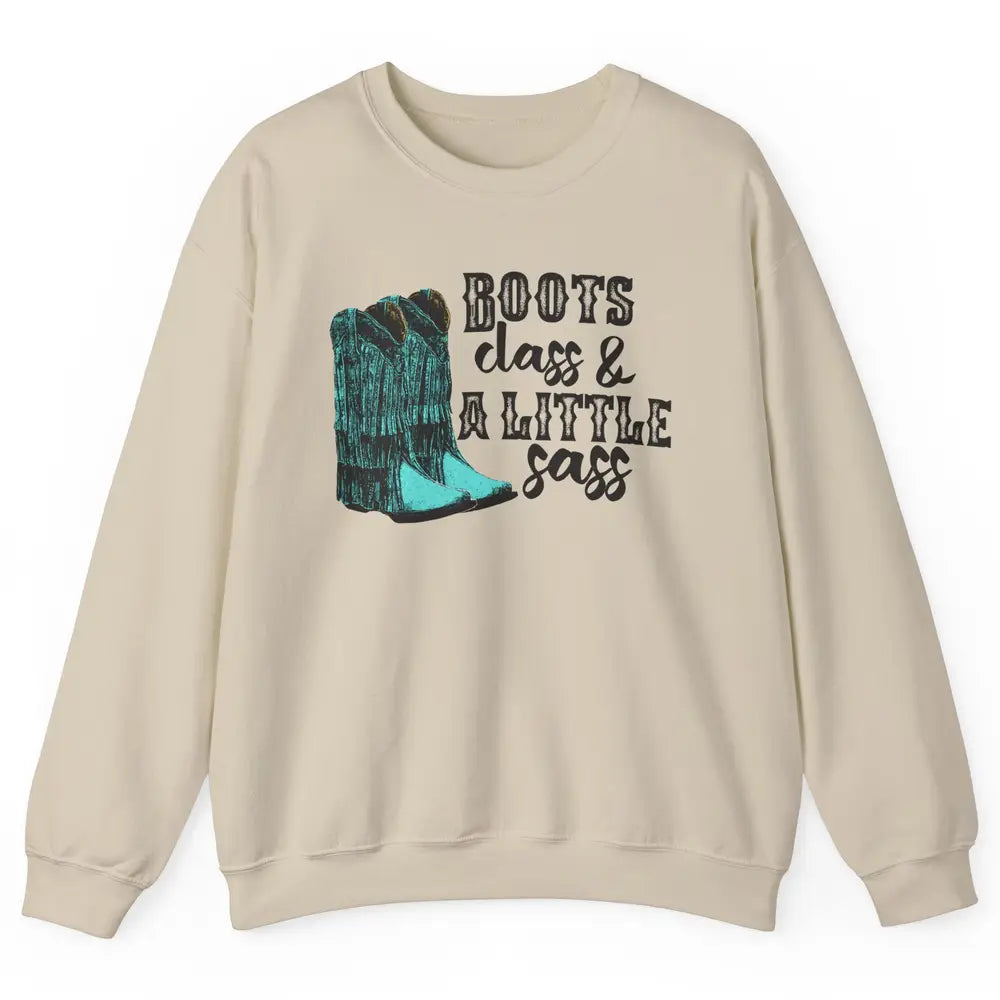 Retro Cowgirl Boots Class Little Sass Cowboy Western Country Unisex Crewneck Sweatshirt