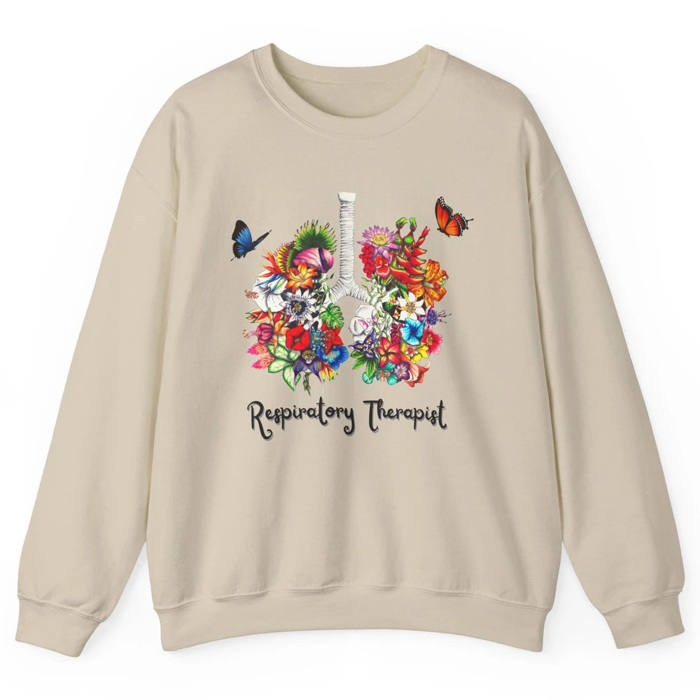 Respiratory Therapy Floral Lung Respiratory Therapist Gift Unisex Crewneck Sweatshirt