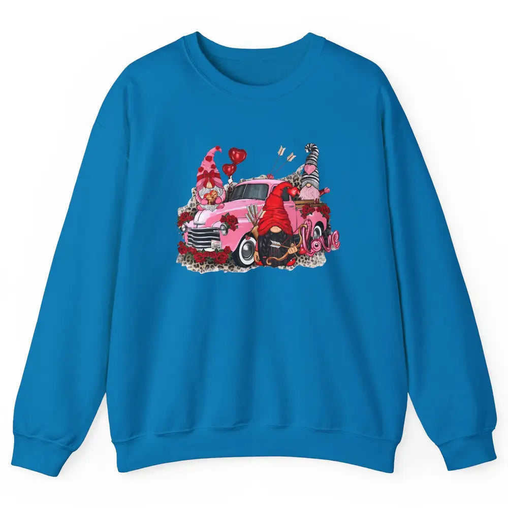 Pink Gnomes Truck Valentines Loads Of Love Western Valentine Unisex Crewneck Sweatshirt