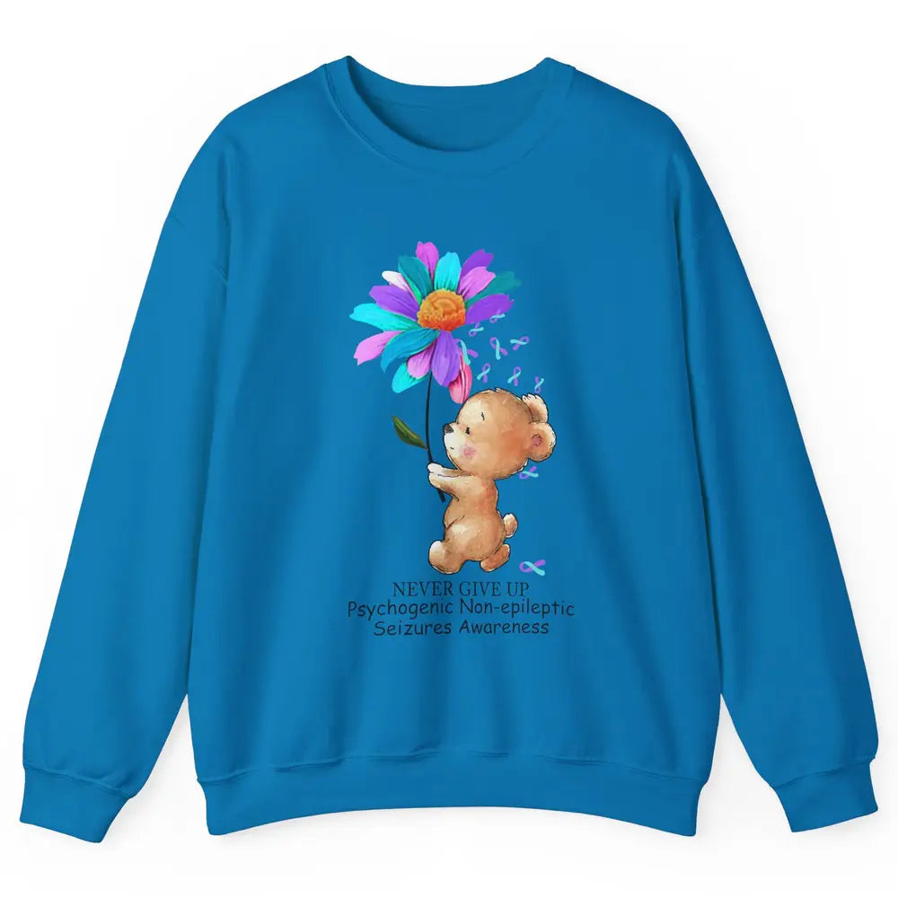 PNES Awareness Purple Teal Ribbon Sunflower Baby Elephant Unisex Crewneck Sweatshirt