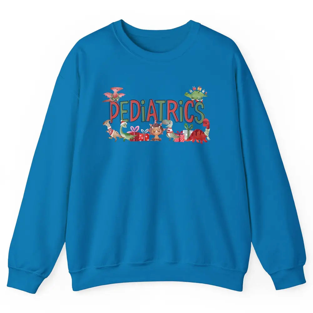 Pediatrics Christmas PEDS Nurse Dinosaur Xmas Physical Nurse Unisex Crewneck Sweatshirt