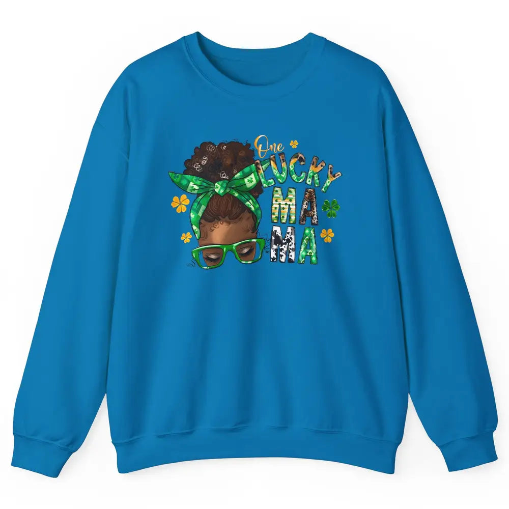 One Lucky Mama Afro Mom St Patrick's Day Black Mother Gift Unisex Crewneck Sweatshirt