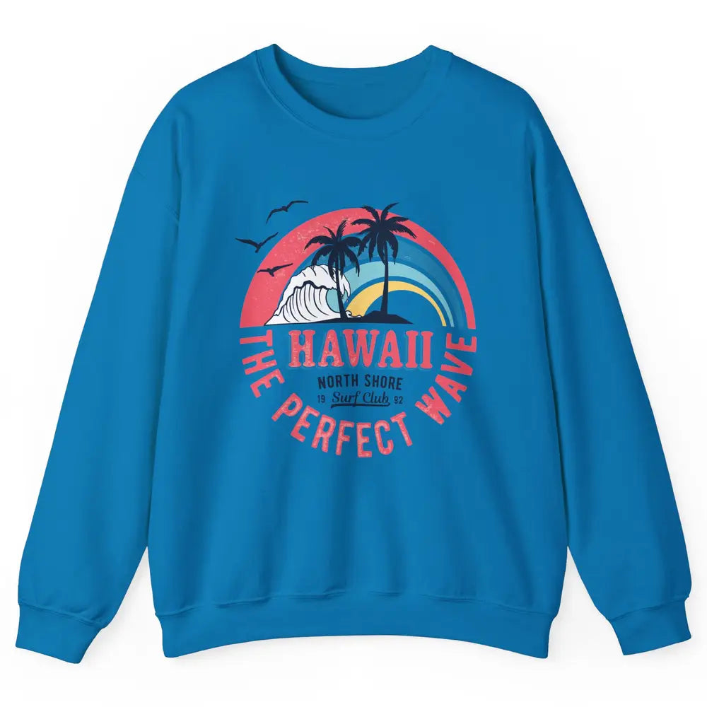 Retro Hawaii North Shore Surf Club Beach Palms Vintage 1980s Unisex Crewneck Sweatshirt