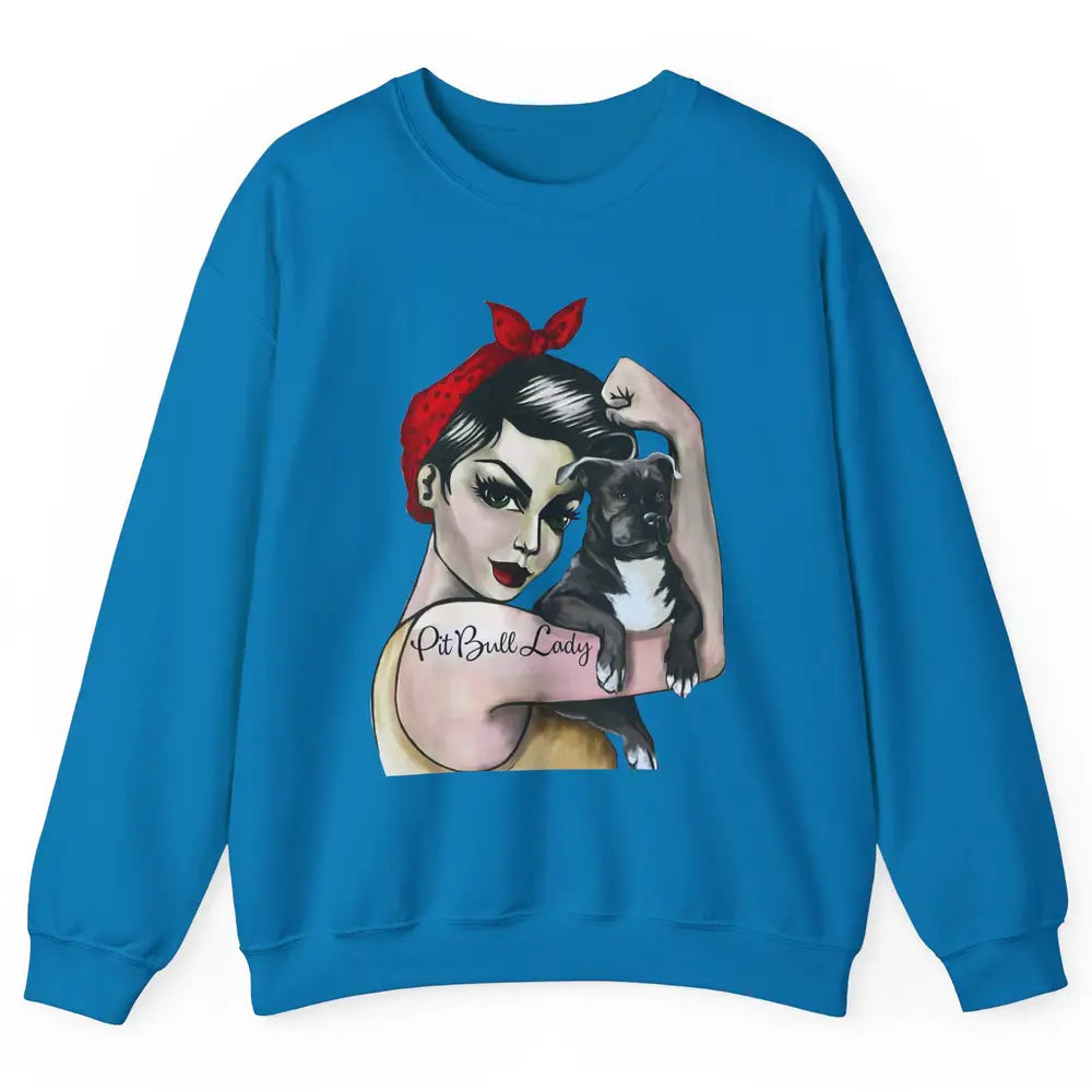 Pit Bull Lady Pit Bull Mom Dog Mom Bandana Dog Lovers Gift Unisex Crewneck Sweatshirt