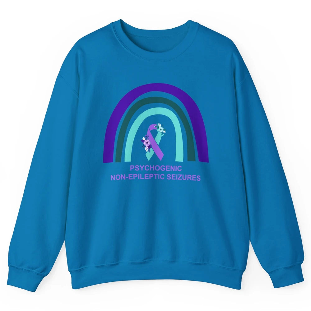Psychogenic Non-epileptic Seizures PNES Purple Teal Rainbow Unisex Crewneck Sweatshirt
