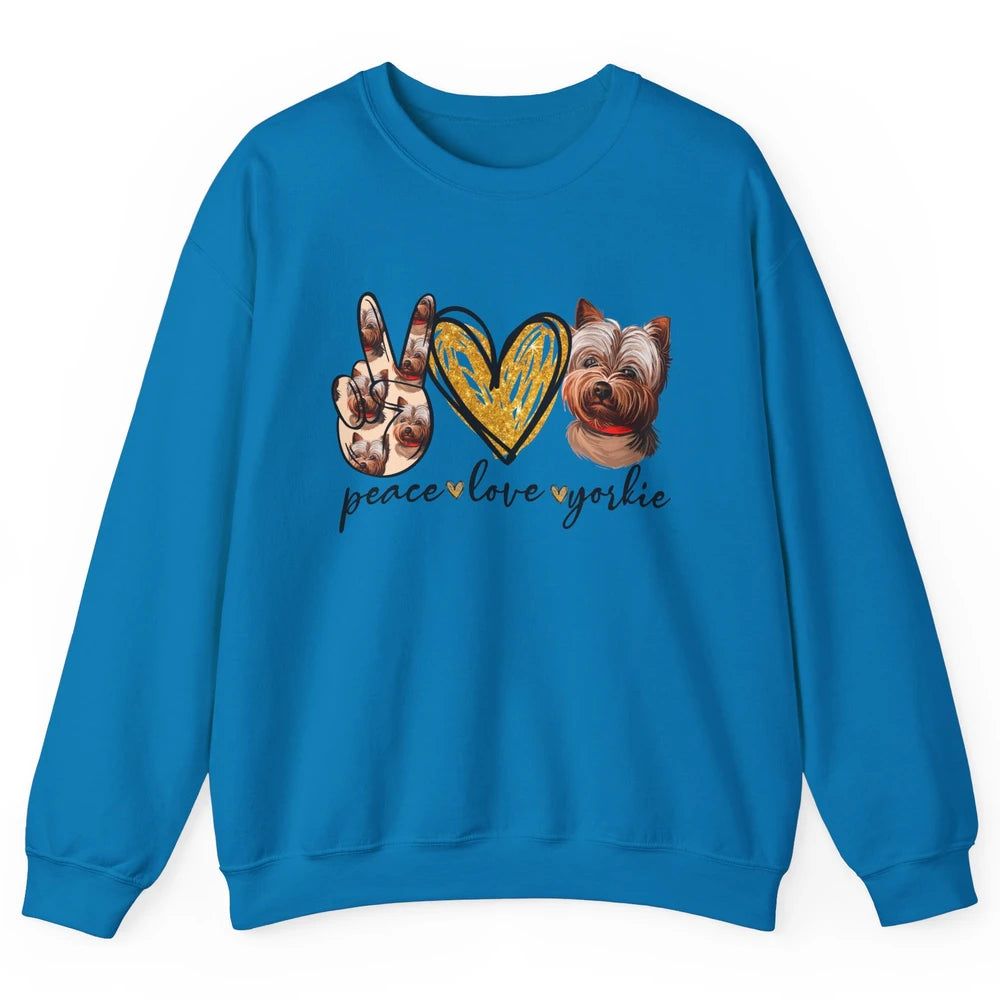 Peace Love Yorkie Dog Lovers Yorkshire Terrier Dad Mom Gift Unisex Crewneck Sweatshirt