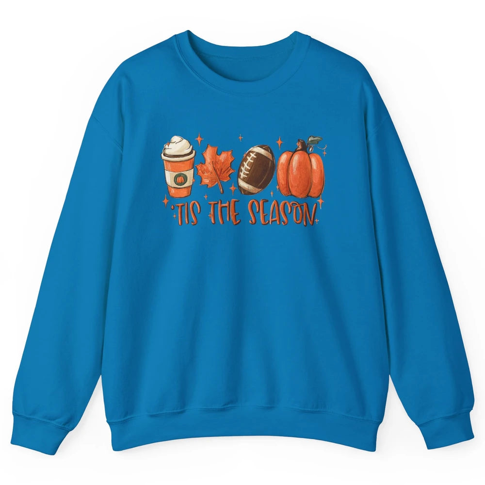 Pumpkin Spice Football Tis The Season Fall Thanksgiving Gift Unisex Crewneck Sweatshirt