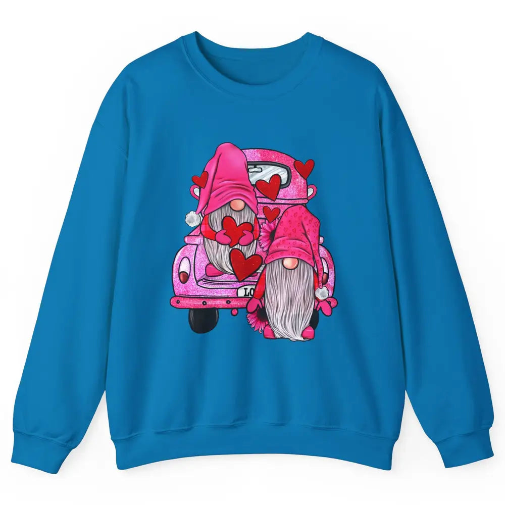 Pink Gnomes Truck Valentines Loads Of Love Western Valentine Unisex Crewneck Sweatshirt