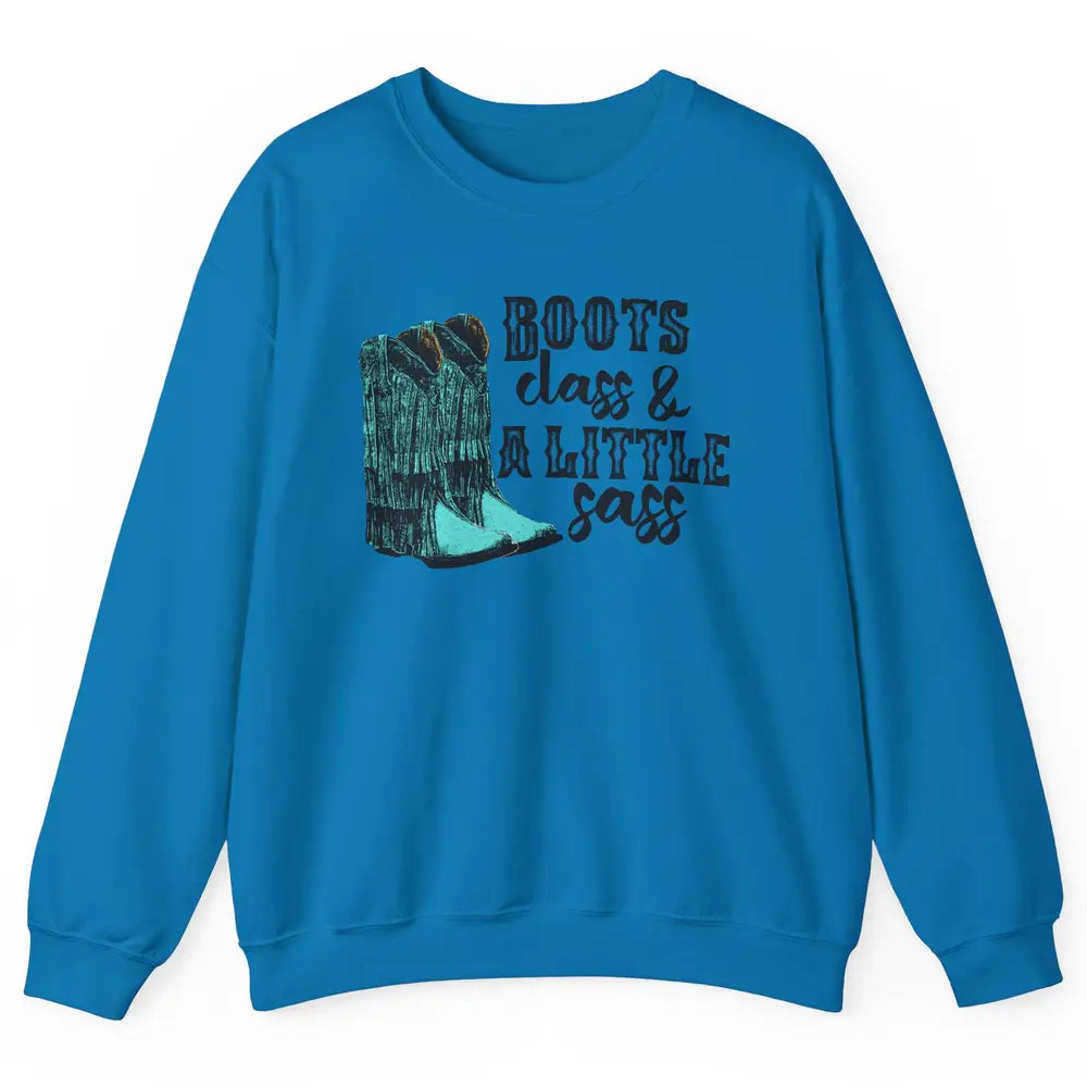 Retro Cowgirl Boots Class Little Sass Cowboy Western Country Unisex Crewneck Sweatshirt