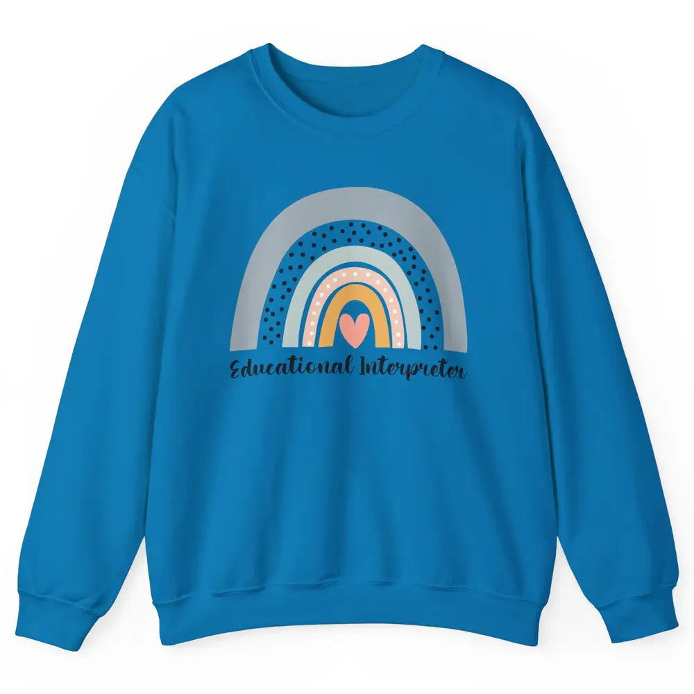 Retro Boho Rainbow Educational Interpreter Back To School Unisex Crewneck Sweatshirt