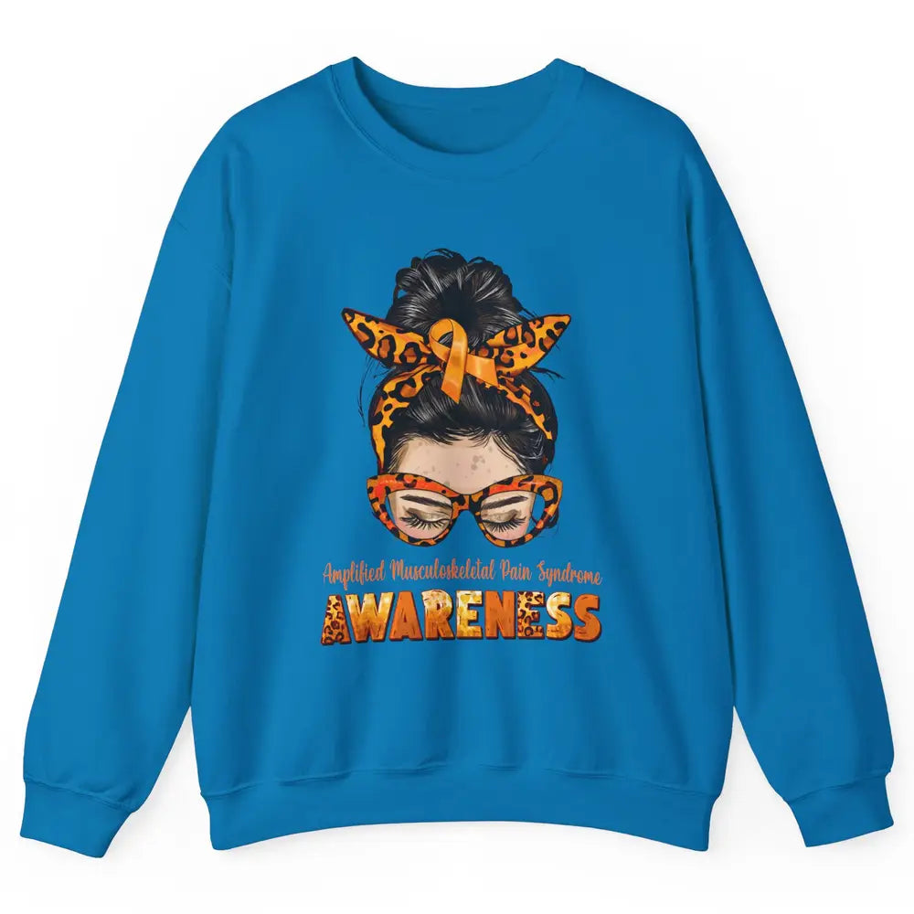 Amplified Musculoskeletal Pain Syndrome Orange Messy Bun Unisex Crewneck Sweatshirt