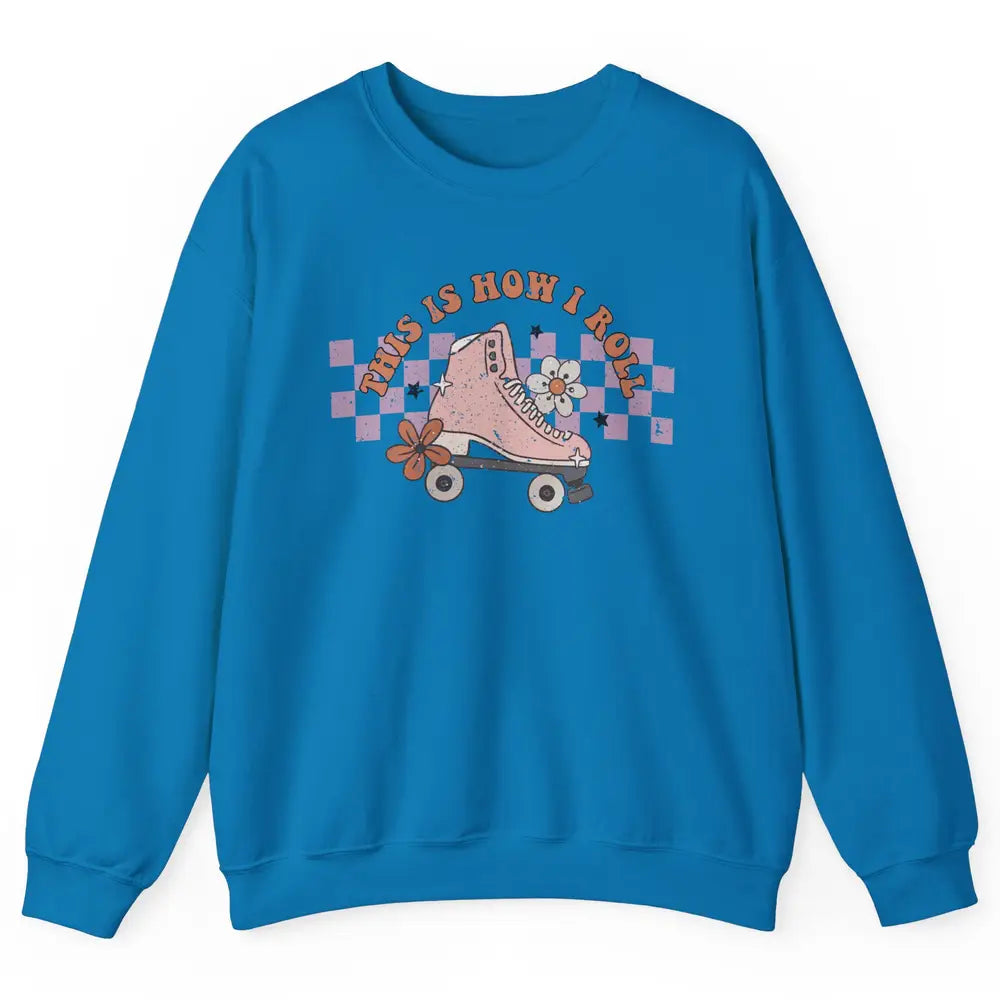 Retro Boho Roller Skate Groovy Daisy Skateboard Skater Gift Unisex Crewneck Sweatshirt