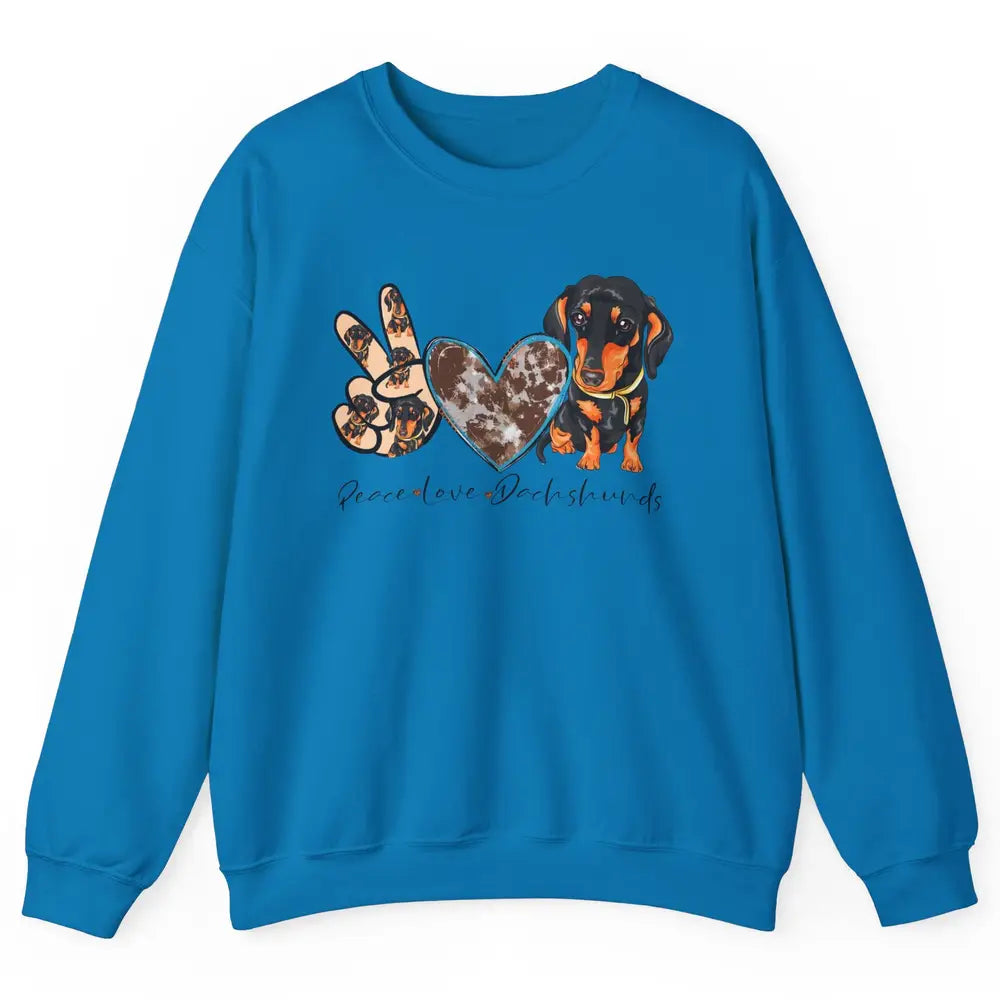 Peace Love Dachshund Dog Mom Dachshund Lovers Wiener Mom Unisex Crewneck Sweatshirt