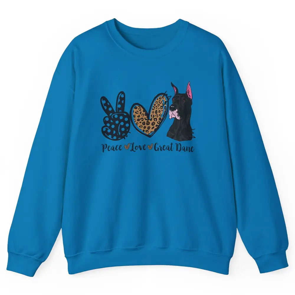 Peace Love Great Dane Dog Mom Dad Great Dane Lovers Leopard Unisex Crewneck Sweatshirt