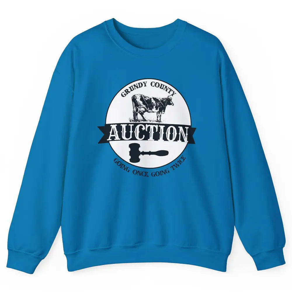 Retro Cow Cattle Grundy County Auction Western Country Farm Unisex Crewneck Sweatshirt