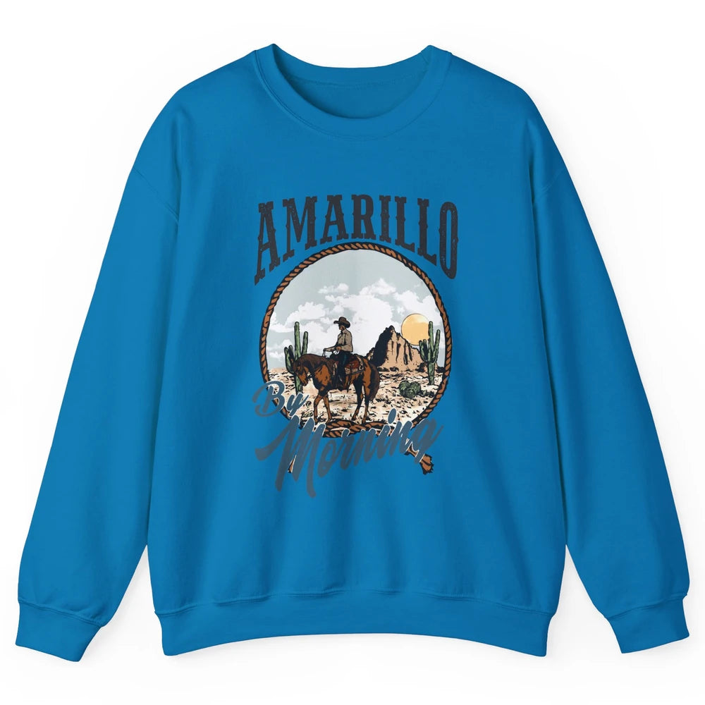 Retro Desert Cowboy Riding Horse Amarillo By Morning Western Unisex Crewneck Sweatshirt