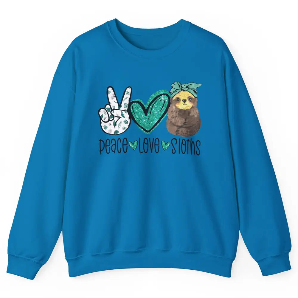 Peace Love Sloths Cute Baby Sloth With Bandana Sloth Lovers Unisex Crewneck Sweatshirt