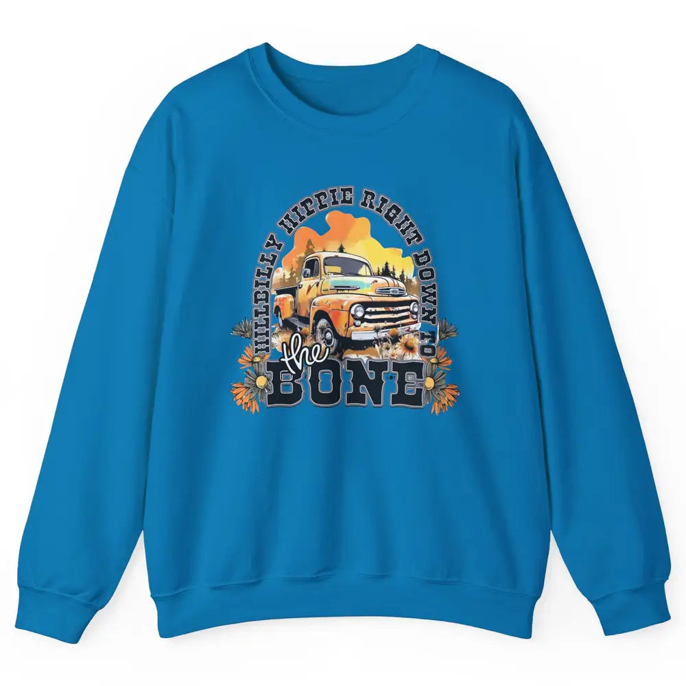 Retro Desert Truck Hippie Hillbilly Western Country Cowgirl Unisex Crewneck Sweatshirt