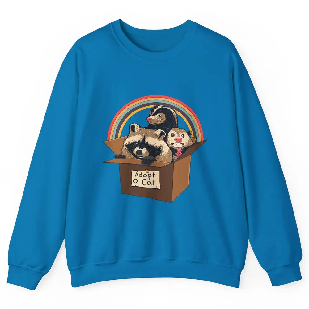 Retro Adopt A Cat Raccoon Panda Skunk Possum Adoption Street Unisex Crewneck Sweatshirt